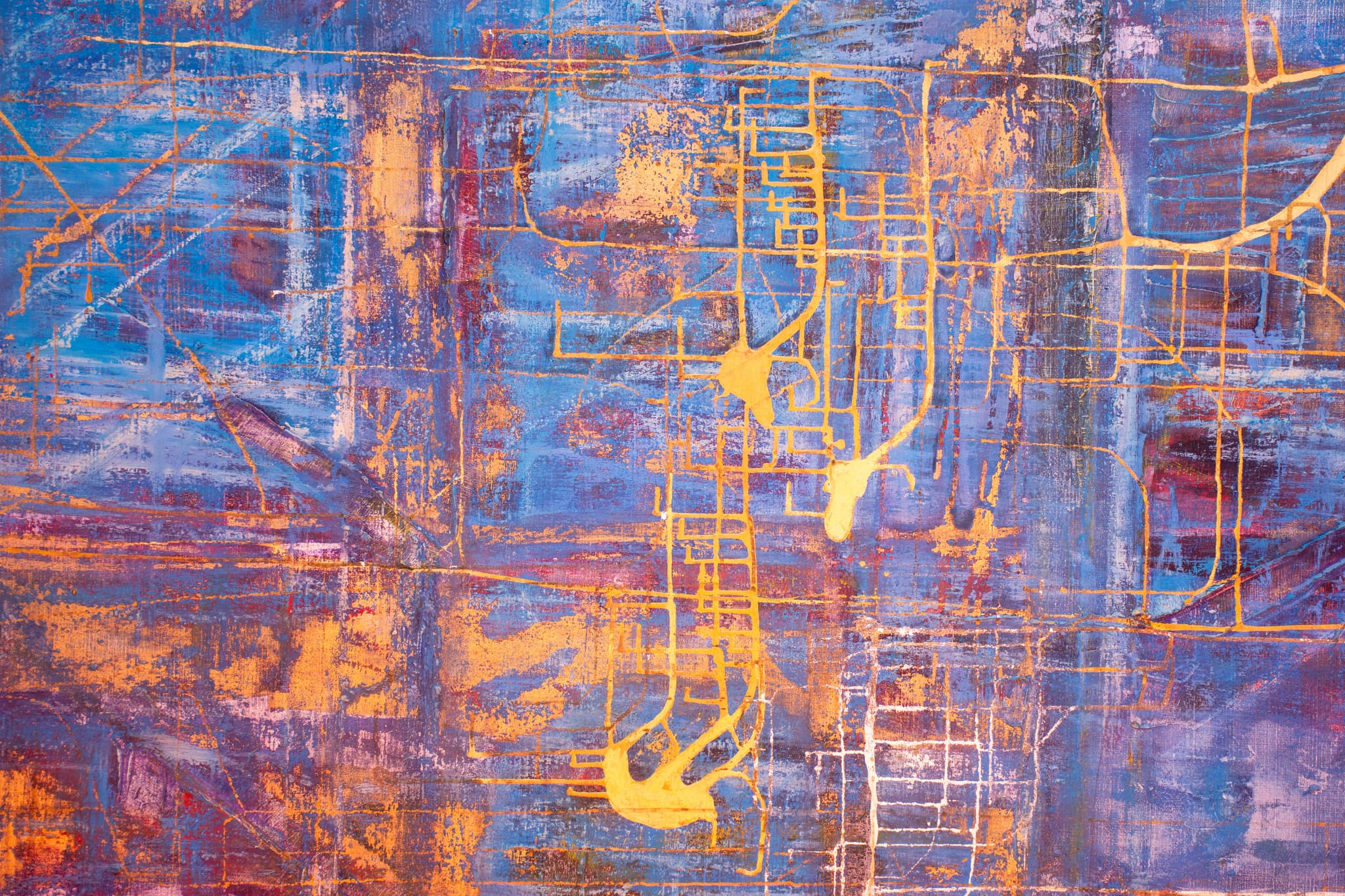 Abstracto en azules y oro - Vista 1